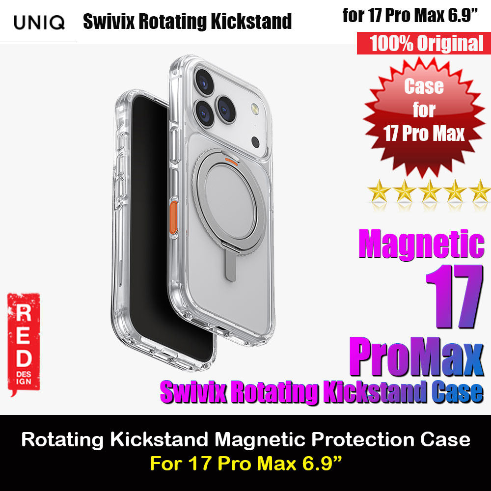 Picture of Uniq Swivix Rotating 360 Kickstand Case Magclick Protection Case for iPhone 17 Pro Max 6.9 (Lucent Clear) Apple iPhone 17 Pro Max 6.9- Apple iPhone 17 Pro Max 6.9 Cases, Apple iPhone 17 Pro Max 6.9 Covers, iPad Cases and a wide selection of Apple iPhone 17 Pro Max 6.9 Accessories in Malaysia, Sabah, Sarawak and Singapore 