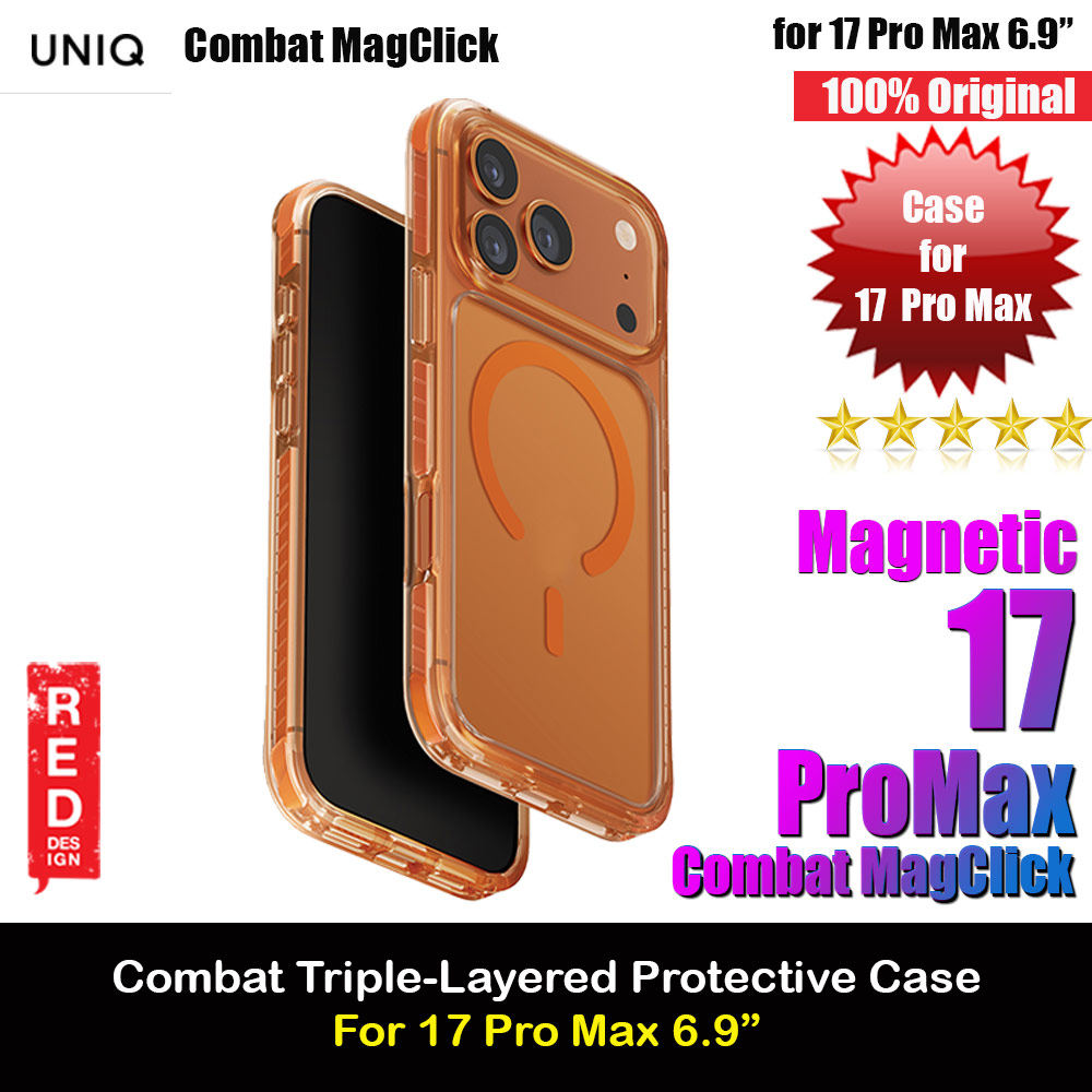 Picture of Uniq Combat Triple-Layered Magclick Protective Case for iPhone 17 Pro Max 6.9 ( Volt Orange) Apple iPhone 17 Pro Max 6.9- Apple iPhone 17 Pro Max 6.9 Cases, Apple iPhone 17 Pro Max 6.9 Covers, iPad Cases and a wide selection of Apple iPhone 17 Pro Max 6.9 Accessories in Malaysia, Sabah, Sarawak and Singapore 