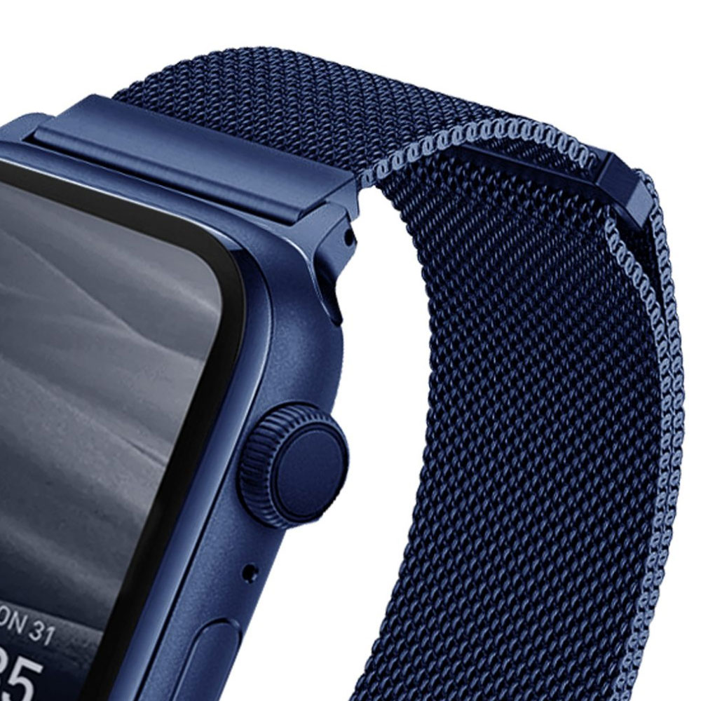 Picture of Apple Watch 38mm  | Uniq Dante Milanese Mesh Loop Strap Stainless Steel with Magnetic Clasp  Strap for Apple Watch 38mm 40mm (Blue)