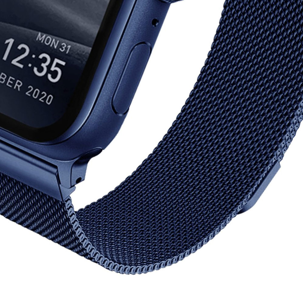 Picture of Apple Watch 38mm  | Uniq Dante Milanese Mesh Loop Strap Stainless Steel with Magnetic Clasp  Strap for Apple Watch 38mm 40mm (Blue)