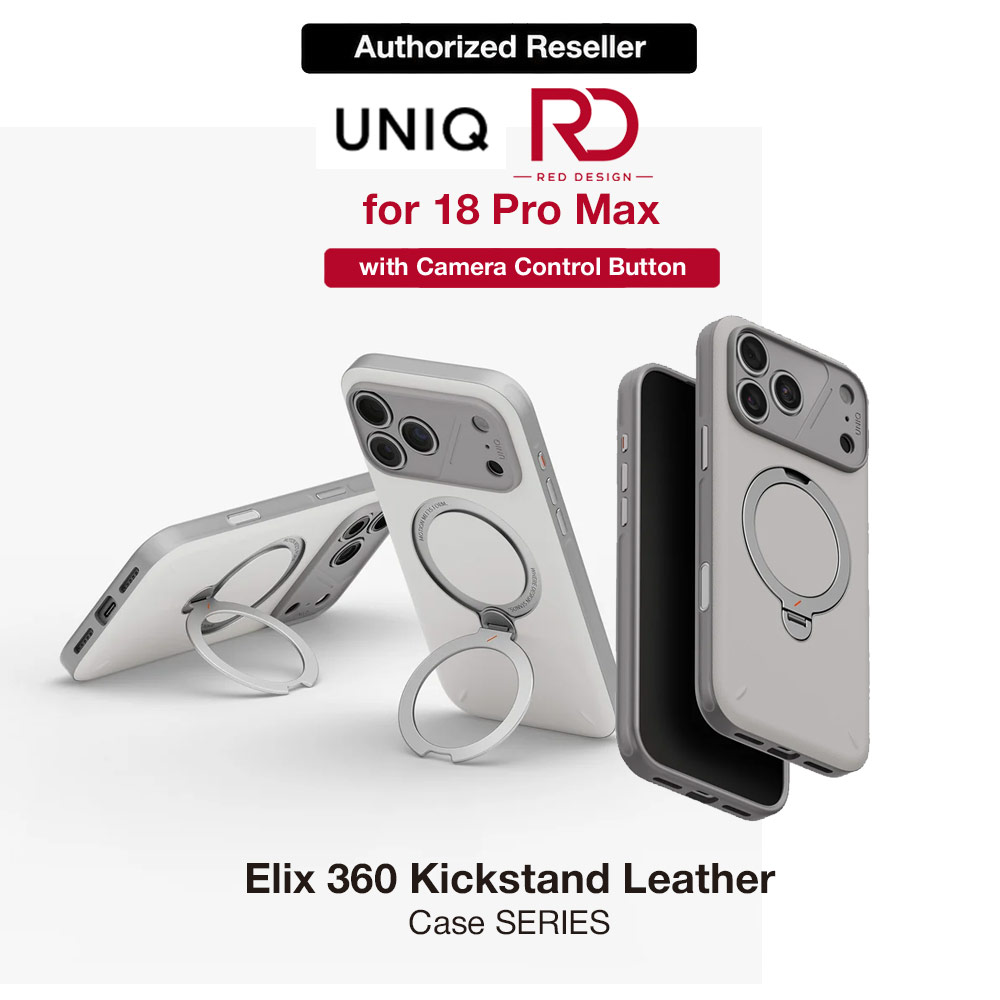 Picture of Uniq Elix 360 Kickstand Leather Drop Protection Magnetic Case with Camera Control Button for iPhone 18 Pro Max  - Cloud Stone Apple iPhone 18 Pro Max- Apple iPhone 18 Pro Max Cases, Apple iPhone 18 Pro Max Covers, iPad Cases and a wide selection of Apple iPhone 18 Pro Max Accessories in Malaysia, Sabah, Sarawak and Singapore 