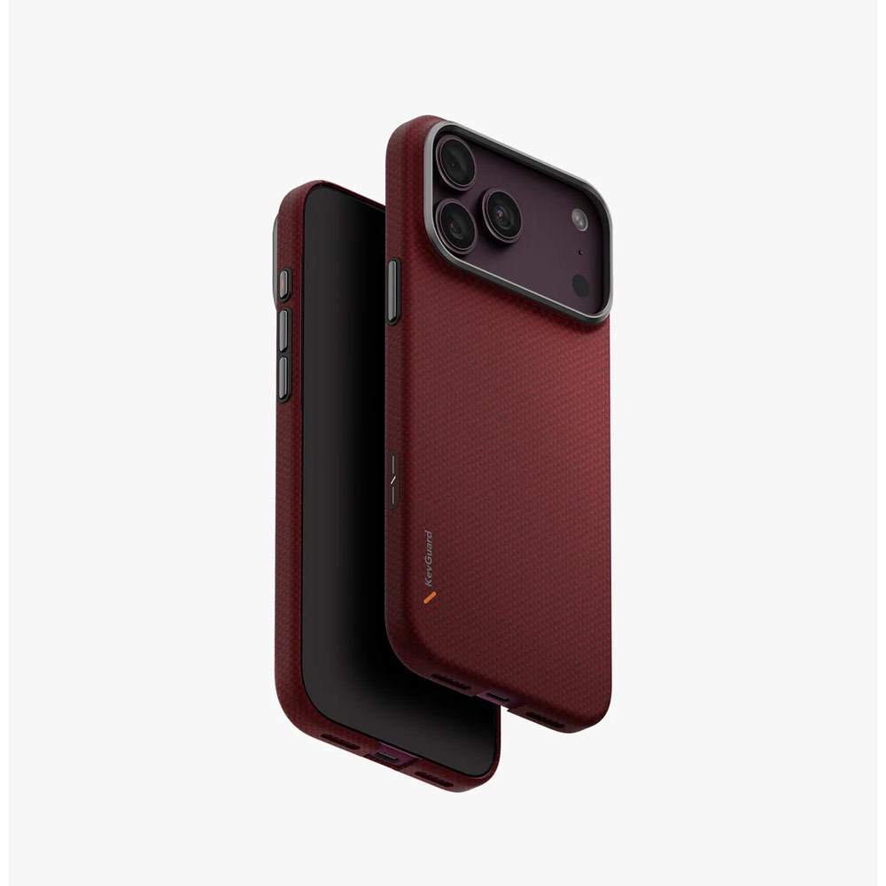 Picture of Apple iPhone 18 Pro Case | Uniq Keva Edge Slimline 100% Aramid Magnetic Case with Camera Control Button for iPhone 18 Pro- Ember Red