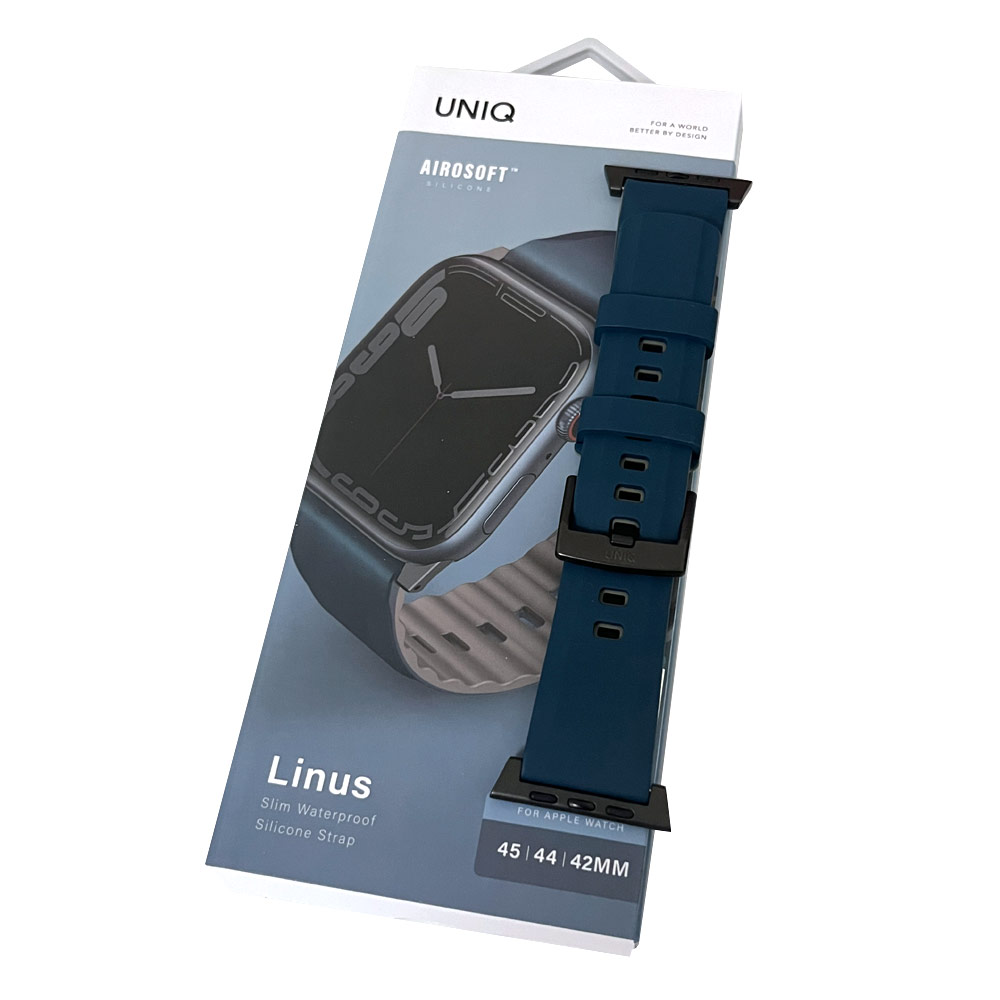 Picture of Apple Watch 42mm  | Uniq Linus Waterproof AiroSoft TM Breathable Silicone Strap Apple Watch 49 Ultra 45mm 44mm 42mm Series 1 2 3 4 5 6 7 SE 8 (Nautical Blue)