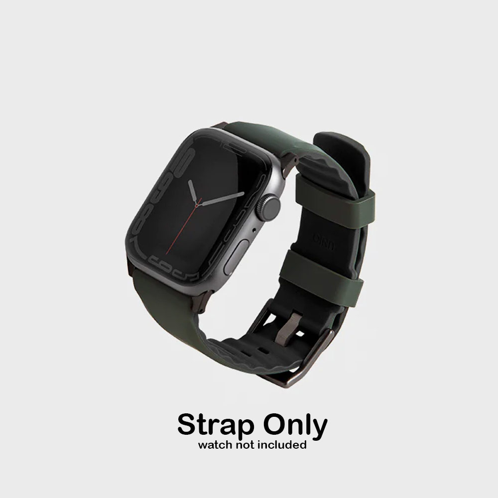 Picture of Apple Watch 42mm  | Uniq Linus Waterproof AiroSoft TM Breathable Silicone Strap Apple Watch 49 Ultra 45mm 44mm 42mm Series 1 2 3 4 5 6 7 SE 8 (Moss Green)