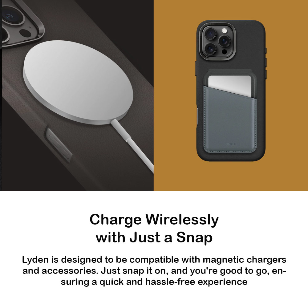 Picture of Apple iPhone 16 Pro Max 6.9 Case | Uniq Lyden Premium Leatherette Magnetic Protection Case for iPhone 16 Pro Max 6.9 (Black)