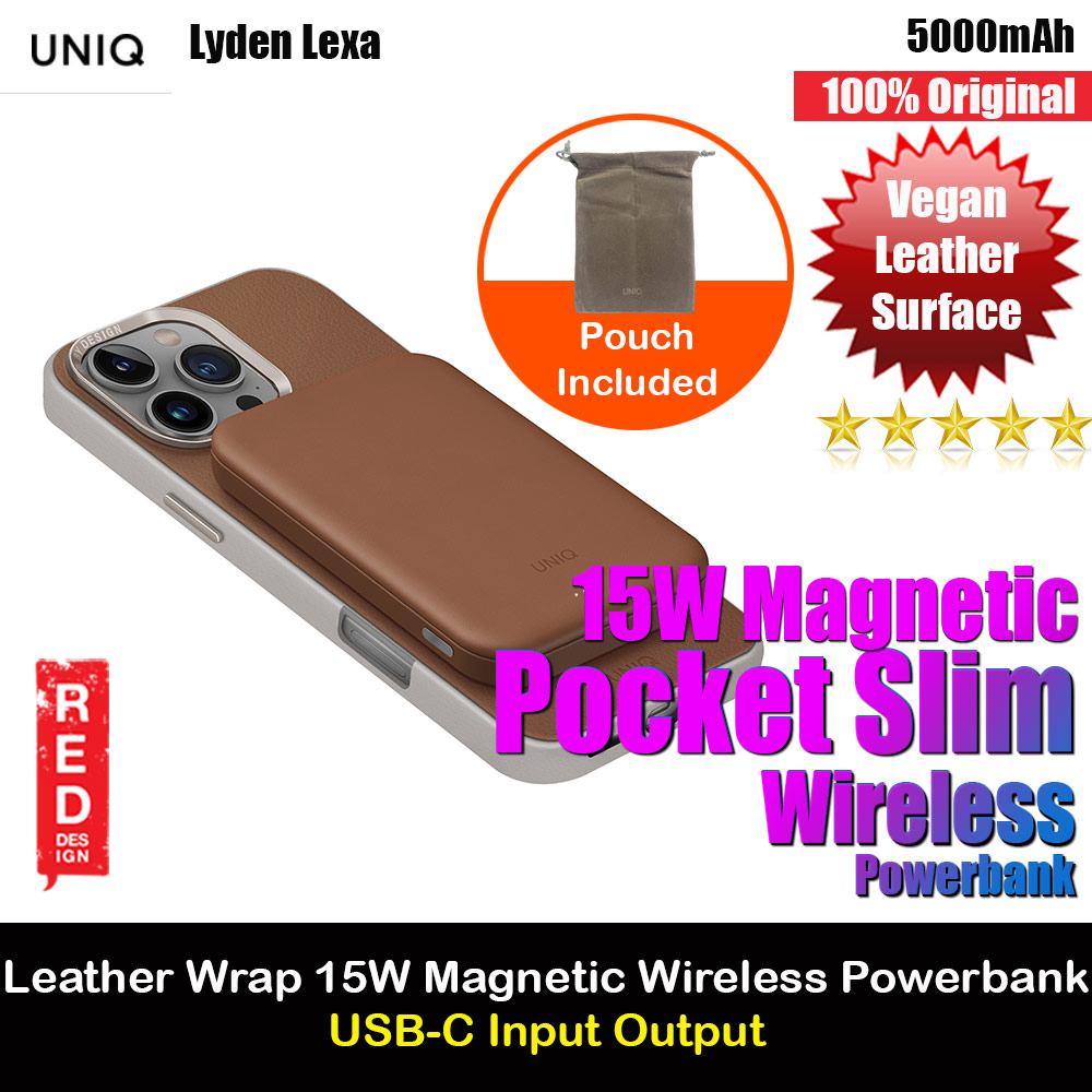 Picture of Uniq Lyden Lexa Super Ultra Slim Thin Pocket Small Size 5000mah Premium Leatherette Magnetic Power Bank MCMC Approved (Caramel) Red Design- Red Design Cases, Red Design Covers, iPad Cases and a wide selection of Red Design Accessories in Malaysia, Sabah, Sarawak and Singapore 