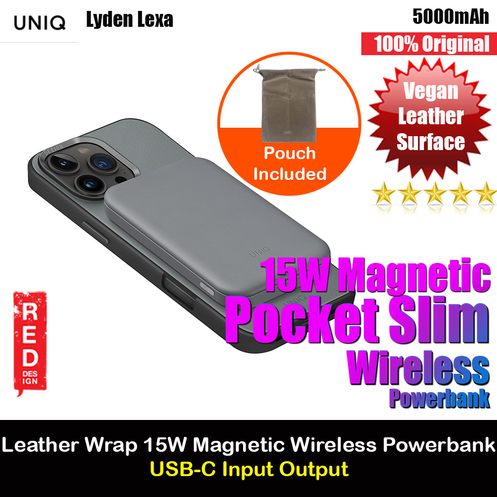 Picture of Uniq Lyden Lexa Super Ultra Slim Thin Pocket Small Size 5000mah Premium Leatherette Magnetic Power Bank MCMC Approved (Green) Red Design- Red Design Cases, Red Design Covers, iPad Cases and a wide selection of Red Design Accessories in Malaysia, Sabah, Sarawak and Singapore 