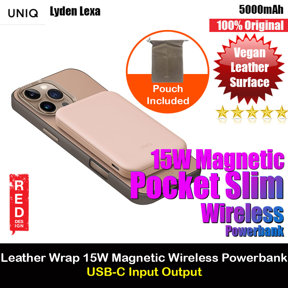 Picture of Uniq Lyden Lexa Super Ultra Slim Thin Pocket Small Size 5000mah Premium Leatherette Magnetic Power Bank MCMC Approved (Pink) Red Design- Red Design Cases, Red Design Covers, iPad Cases and a wide selection of Red Design Accessories in Malaysia, Sabah, Sarawak and Singapore 