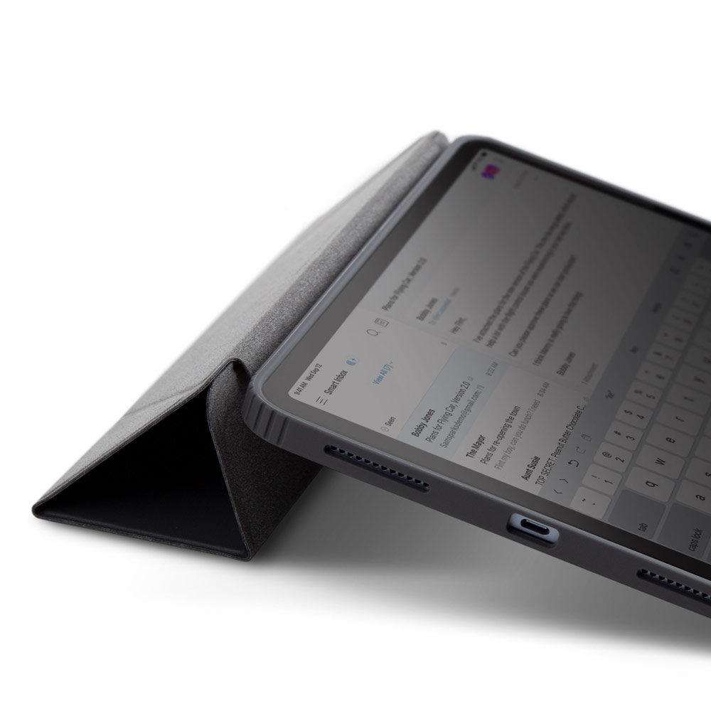 Picture of Apple iPad Pro 11 3rd gen 2021 Case | Uniq Moven Tough Hybrid Case with Clear Scratch-Resistant Black Protection Flip and Standable Case with Pen Storage for Apple iPad Pro 11 3rd Gen 2021 (Grey)