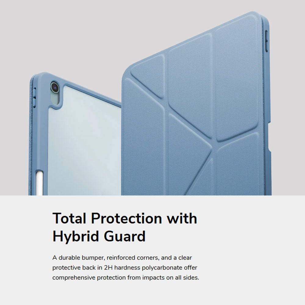 Picture of Apple iPad Air 11 M3 2025 Case | Uniq Moven Tough Hybrid Case with Clear Scratch-Resistant Black Protection Flip and Standable Case with Pen Storage for iPad Air 11 M2 2024 M3 2025(Blue)