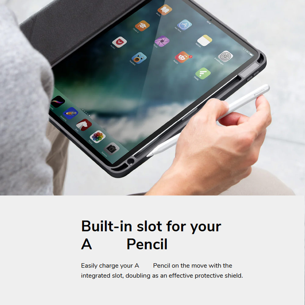 Picture of Apple iPad Air 11 M3 2025 Case | Uniq Moven Tough Hybrid Case with Clear Scratch-Resistant Black Protection Flip and Standable Case with Pen Storage for iPad Air 11 M2 2024 M3 2025(Blue)