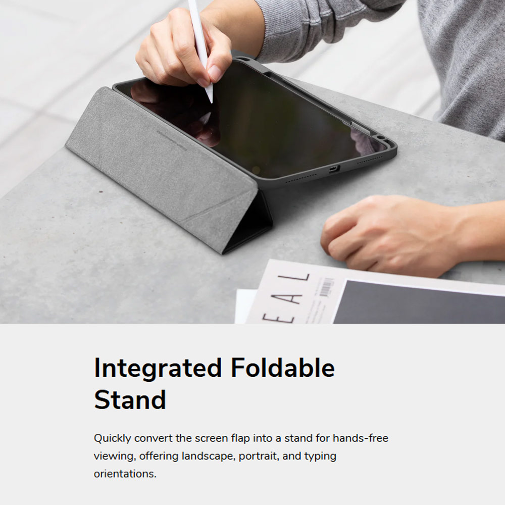 Picture of Apple iPad Air 10.9 2020 Case | Uniq Moven Tough Hybrid Case with Clear Scratch-Resistant Black Protection Flip and Standable Case with Pen Storage for iPad Air 10.9 4th 5th Gen 2020 2022 (Blue)