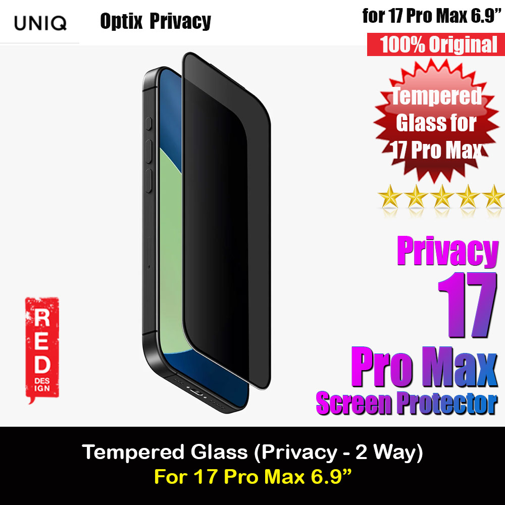 Picture of Uniq Optix Covex Privacy Anti View Anti Peep Tempered Glass Screen Protector with Installation Helper Kit for iPhone 17 Pro Max 6.9 (Privacy) Apple iPhone 17 Pro Max 6.9- Apple iPhone 17 Pro Max 6.9 Cases, Apple iPhone 17 Pro Max 6.9 Covers, iPad Cases and a wide selection of Apple iPhone 17 Pro Max 6.9 Accessories in Malaysia, Sabah, Sarawak and Singapore 