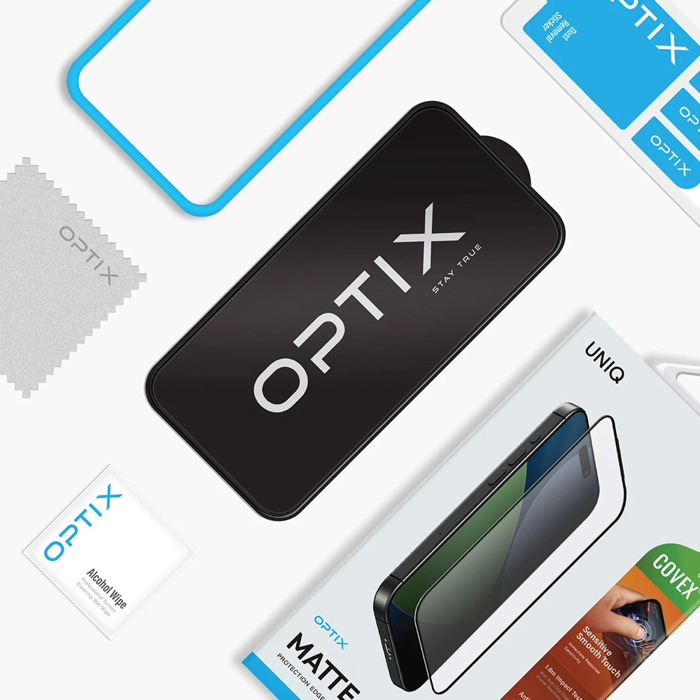 Picture of Apple iPhone 17 Pro Max 6.9 Screen Protector | Uniq Optix Covex Matte Anti Glare Tempered Glass Screen Protector with Installation Helper Kit for iPhone 17 Pro Max 6.9 (Matte)