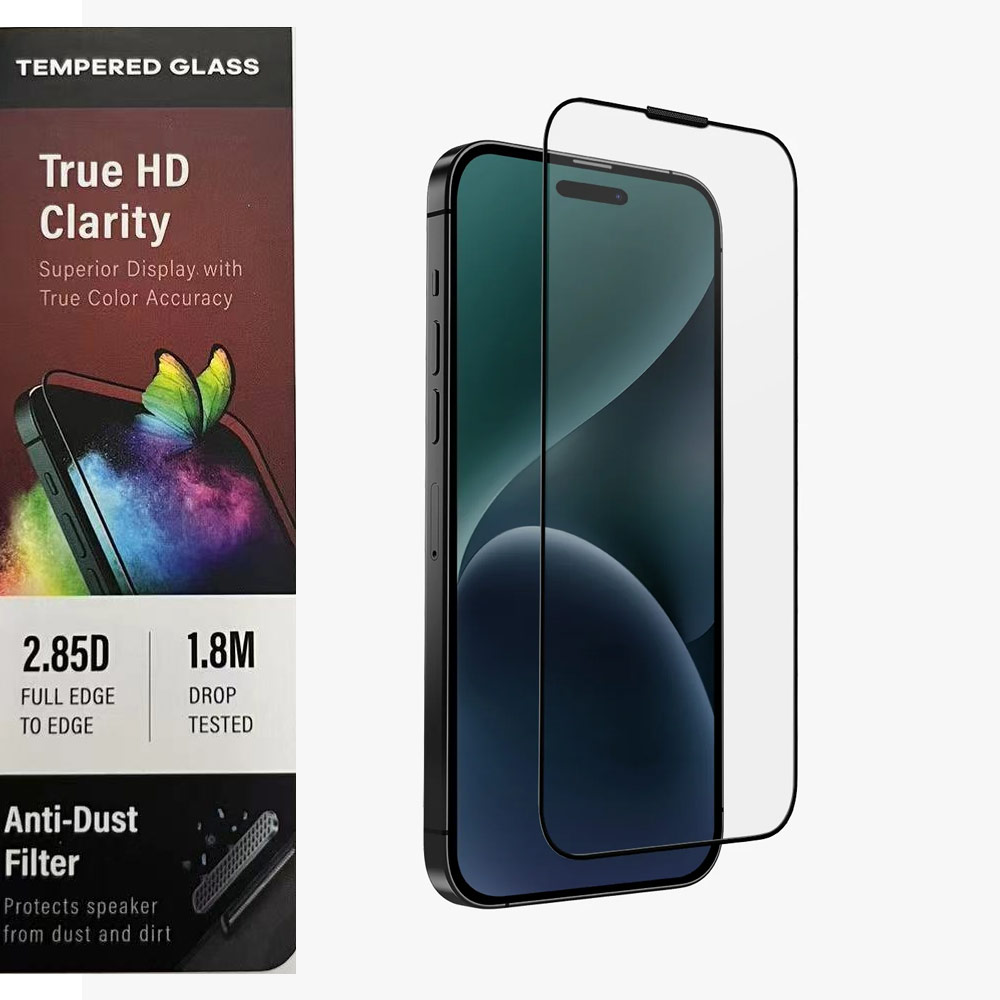 Picture of Apple iPhone 15 6.1 Screen Protector | Uniq Optix Vivid HD Clear 2.85D Tempered Glass Screen Protector with Installation Helper Kit for iPhone 15 6.1 (HD Clear)