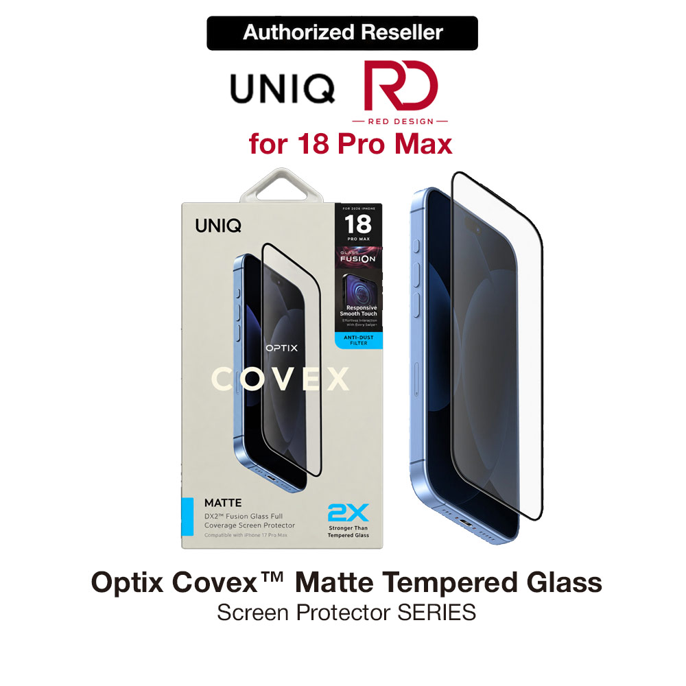 Picture of Uniq Optix Covex Matte Tempered Glass Screen Protector for iPhone 18 Pro Max - Matte Apple iPhone 18 Pro Max- Apple iPhone 18 Pro Max Cases, Apple iPhone 18 Pro Max Covers, iPad Cases and a wide selection of Apple iPhone 18 Pro Max Accessories in Malaysia, Sabah, Sarawak and Singapore 