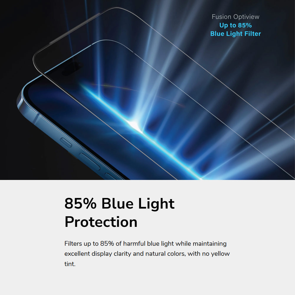Picture of Apple iPhone 18 Pro Screen Protector | Uniq Optix Vision OptiView Anti Blue Light Tempered Glass Screen Protector for iPhone 18 Pro - Anti Blue Light