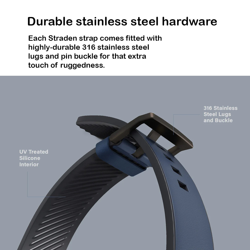 Picture of Apple Watch 42mm  | Uniq Straden Inner Silicone Outer Genuine Leather Strap for Apple Watch 49mm Ultra 45mm 44mm 42mm Series 4 5 6 7 8 SE (Navy  Blue)