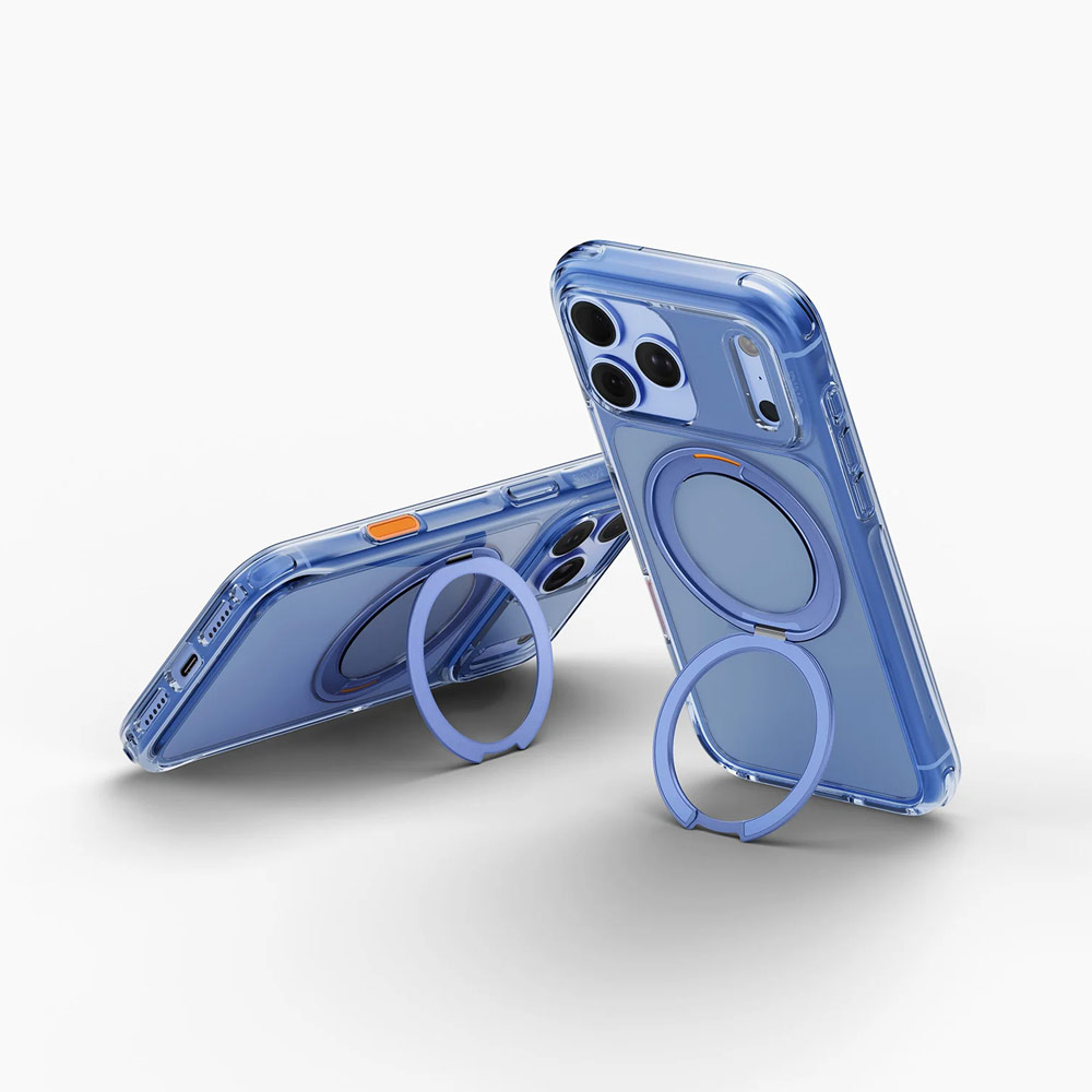 Picture of Apple iPhone 18 Pro Case | Uniq Swivix 360 Rotating Kickstand Magnetic Drop Protection Case with Camera Control Button for iPhone 18 Pro- Polar Blue