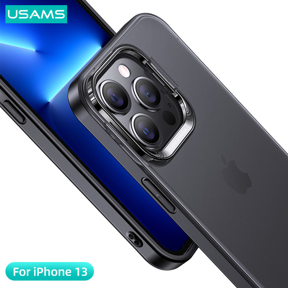 Picture of Apple iPhone 13 Pro Max 6.7 Case | USAMS Eagle Series Camara Lens Protection Case Standable Case for iPhone 13 Pro Max 6.7 (Tinted White)