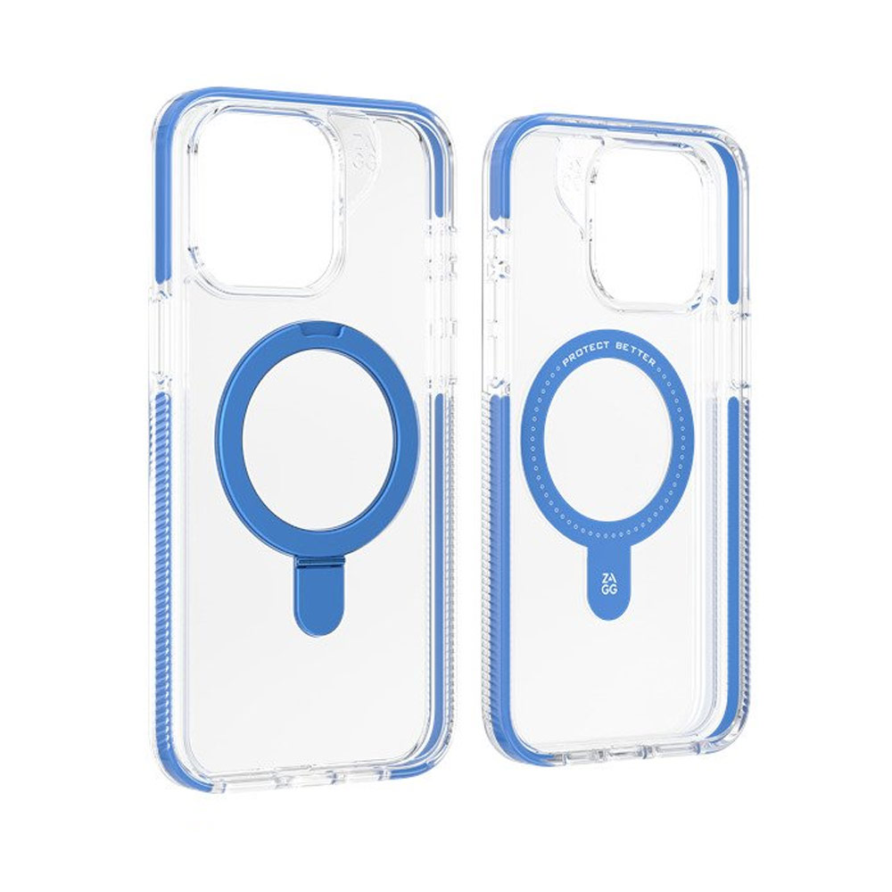 Picture of Apple iPhone 15 Pro Max 6.7 Case | Zagg Santa Cruz Snap Ring Stand Magnetic Drop Protection Case for iPhone 15 Pro Max 6.7 (Blue)