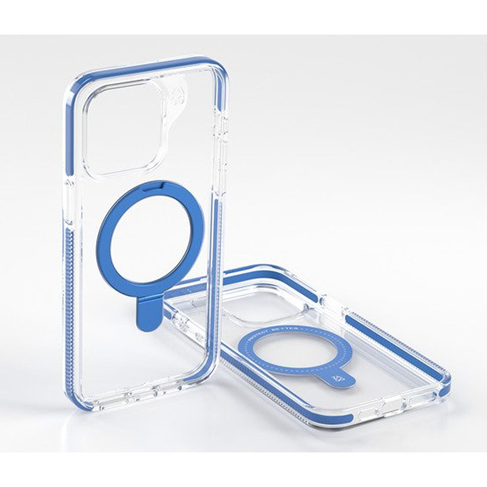 Picture of Apple iPhone 15 Pro Max 6.7 Case | Zagg Santa Cruz Snap Ring Stand Magnetic Drop Protection Case for iPhone 15 Pro Max 6.7 (Blue)