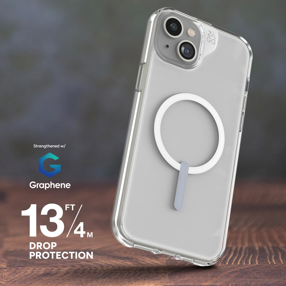 Picture of Apple iPhone 15 6.1 Case | Zagg Crystal Palace Snap Anti Yellow Magnetic Drop Protection Case for iPhone 15 6.1 (Clear)