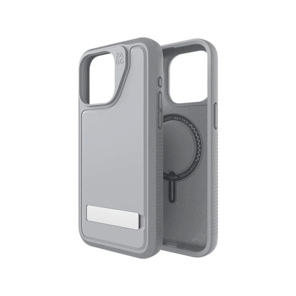 Picture of Apple iPhone 15 Pro Max 6.7 Case | Zagg Everest Snap Extreme Magnetic Non Slip Drop Protection Case with Kickstand for iPhone 15 Pro Max 6.7 (Gray)