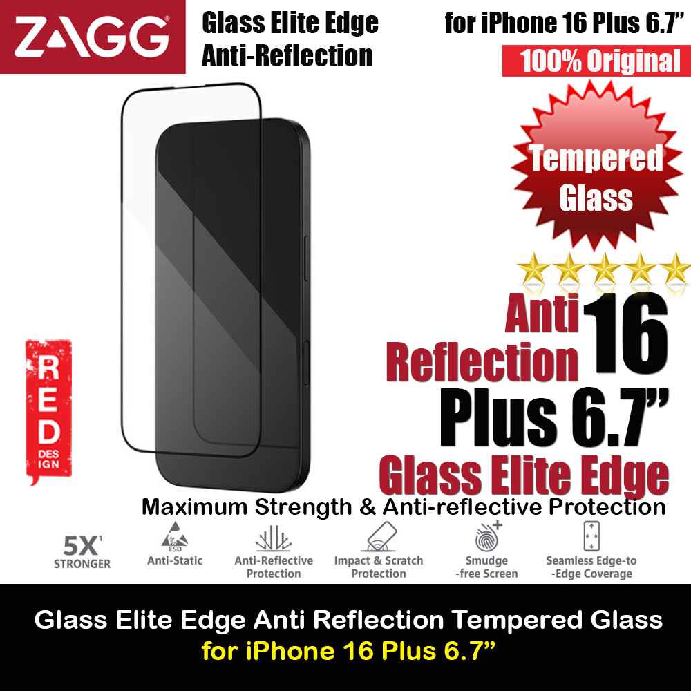 Picture of Zagg Glass Elite Edge Anti Reflection Tempered Glass Screen Protector with Easy Installation Tray for iPhone 16 Plus 6.7 (Clear) Apple iPhone 16 Plus 6.7- Apple iPhone 16 Plus 6.7 Cases, Apple iPhone 16 Plus 6.7 Covers, iPad Cases and a wide selection of Apple iPhone 16 Plus 6.7 Accessories in Malaysia, Sabah, Sarawak and Singapore 