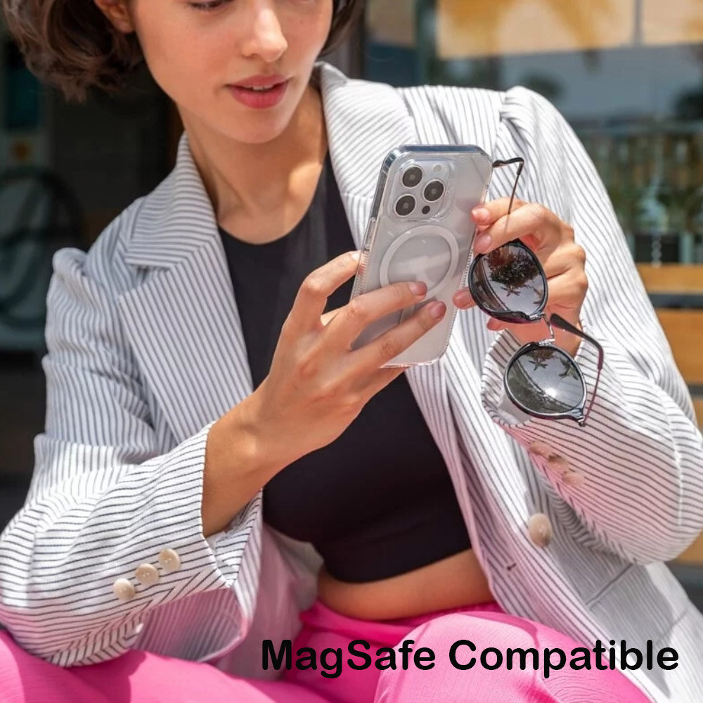 Picture of Apple iPhone 14 6.1 Case | Zagg Clear Snap Slim Design Improved Grip Drop Protection Magsafe Compatible Case for iPhone 14 6.1 (Clear)