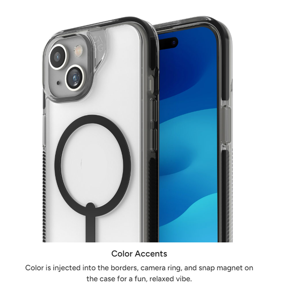 Picture of Apple iPhone 15 6.1 Case | Zagg Santa Cruz Snap Magnetic Slim Lightweight Non Slip Drop Protection Case for iPhone 15 6.1 (Black)